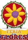 Silleta with Flower Shape for Colombian Festival of the Flowers, Vector Illustration