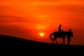 Sillhouette of a journey on horseback