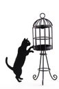 Sillouette of a cat and birdcage Royalty Free Stock Photo