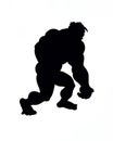 Sillouette of a caveman character walking symbol