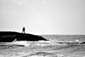 Sillouette of a man, water front, Achziv, Israel