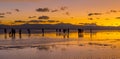 Sillouette of tourists on Bolivian Salt Flats in Bolivia