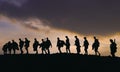 Sillouette of WW2 Army Soldiers at dusk Royalty Free Stock Photo