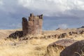 Sillustani Ancient burial ground with giant Chullpas cylindrical funerary towers built by a pre-Incan people near Lake Umayo in P Royalty Free Stock Photo