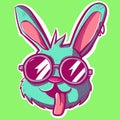 Silly bunny illustration with the tongue sticking out.