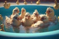 Silly Chickens Splashing Around in a Pool of Water