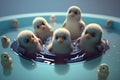 Silly Chickens Splashing Around in a Pool of Water