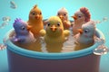 Silly Chickens Splashing Around in a Pool of Water