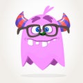 Silly cool cartoon monster wearing eyeglasses. Vector Halloween character.