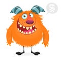 Silly and cool cartoon orange monster