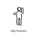 silly human icon. Trendy modern flat linear vector silly human i