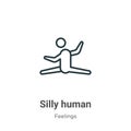 Silly human outline vector icon. Thin line black silly human icon, flat vector simple element illustration from editable feelings