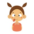 Silly And Joking Little Girl Flat Cartoon Portrait Emoji Icon With Emotional Facial Expression