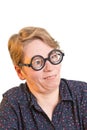Silly looking woman thick glasses