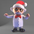 Silly mad scientist is all the rage at Christmas parties, 3d illustration