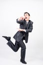 Silly man in suit Royalty Free Stock Photo