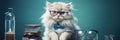 Silly Pet Cat As A Quirky Scientist With Glasses
