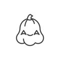 Silly pumpkin face line icon