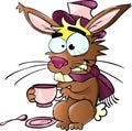 Silly rabbit drinking tea