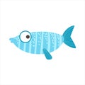 Silly Stripy Blue And Light Blue Fantastic Colorful Aquarium Fish, Tropical Reef Aquatic Animal