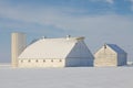 Silo and Barns on a Midwest Winter Morning Royalty Free Stock Photo