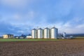 Silo in beautiful landscape with dramatical light Royalty Free Stock Photo