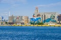 Silo and dry docks buildings with the wall painting