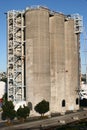 Soaring triple silos of famous traveler attraction of Silo Park in Wynyard Quarter, Auckland, New Zealand