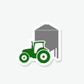 Silo and tractor sticker icon isolated on white background Royalty Free Stock Photo
