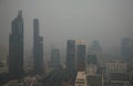 Silom,Bankok-Thailand-14Jan2019 Aeriel view air polluted high PM2.5 at central bangkok business area. 14Jan2019