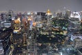 Silom buildings around Lumphini Park by night in Bangkok