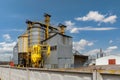 silos on agro-industrial complex with seed cleaning and drying line for grain storage