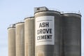 Silos at the Ash Grove Cement plant in Seattle with name
