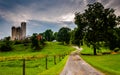 Silos and driveway on a farm in rural Southern York County, Penn Royalty Free Stock Photo
