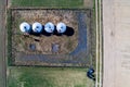 Silos on the field Royalty Free Stock Photo