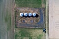 Silos on the field Royalty Free Stock Photo