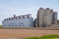 silos granary elevator on agro-industrial complex with seed cleaning and drying line for grain storage Royalty Free Stock Photo