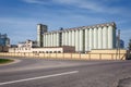silos granary elevator on agro-industrial complex with seed cleaning and drying line for grain storage Royalty Free Stock Photo