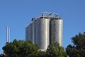 Silos in a oil refinery Royalty Free Stock Photo