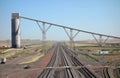 Silos used for loading trains at a coal mine in south dakota Royalty Free Stock Photo
