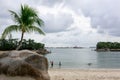 Siloso Beach Sentosa is the most famous white beach in Singapore. Siloso Beach Sentosa, Singapore, March 15 2019 Royalty Free Stock Photo