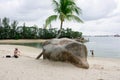 Siloso Beach Sentosa is the most famous white beach in Singapore. Siloso Beach Sentosa, Singapore, March 15 2019 Royalty Free Stock Photo