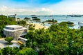 Siloso Point and Bungy Tower at Siloso Beach, Sentosa Island, Singapore. Royalty Free Stock Photo