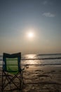 Silouette beach Chairs at Sunsetp Royalty Free Stock Photo