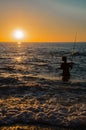 Silouette of Girl fishing Royalty Free Stock Photo