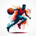 Silouhette of Basketball player Royalty Free Stock Photo