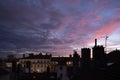 Silouhette of rooftops in the city of Lyon in France in the early morning