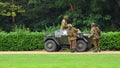 World War 2 Daimler Dingo Scout Car with 3 men .british ww2 uniforms. Royalty Free Stock Photo