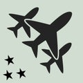 Siluet of airplane with star design vector Royalty Free Stock Photo