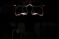 Siluet Male Bodybuilding Athlete Doing Pull Ups Royalty Free Stock Photo